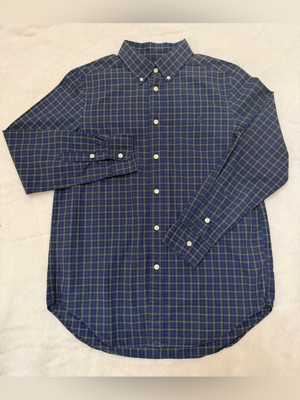 Boys Ralph Lauren Plaid Button Down Long Sleeve - 100% Cotton - Large (14/16)